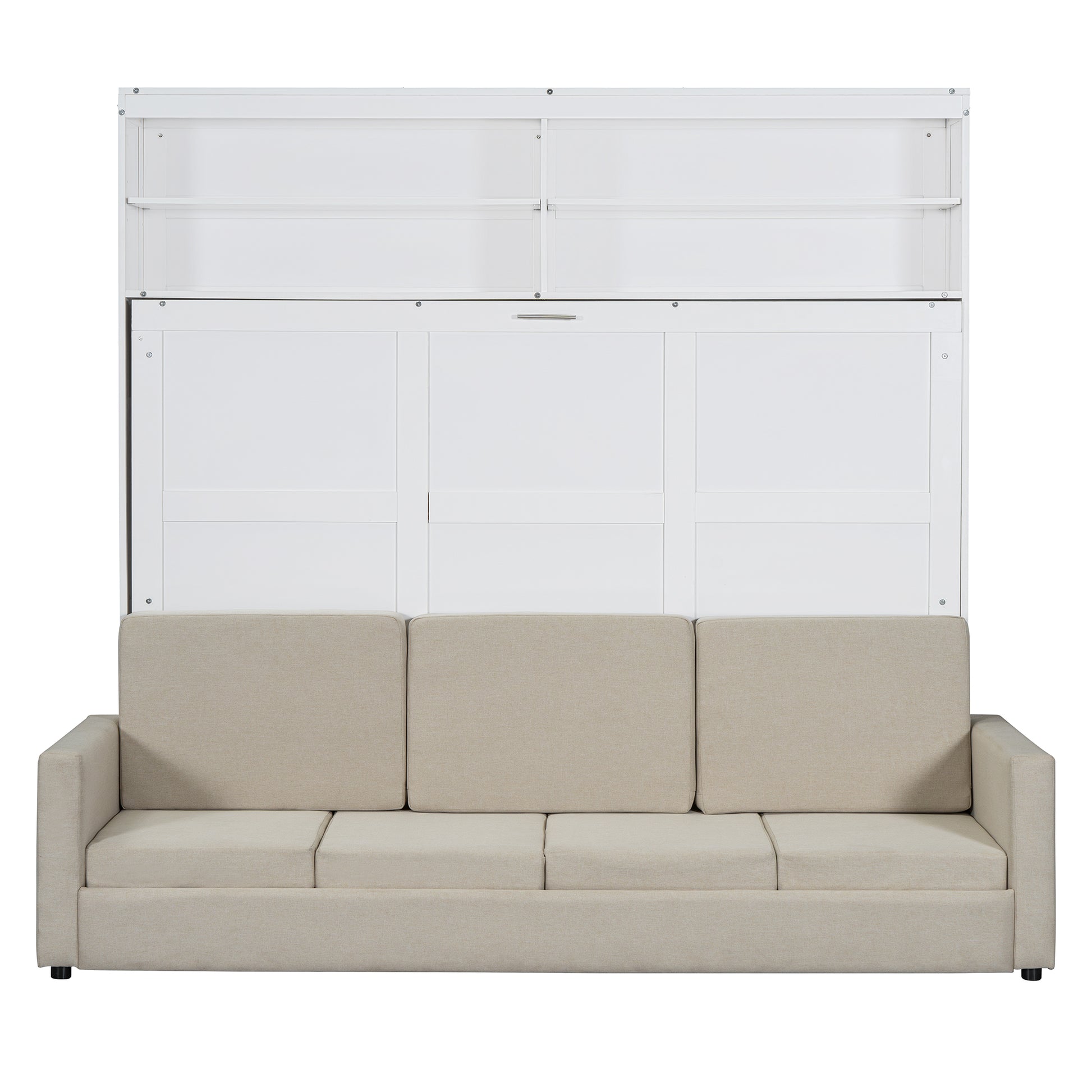 Queen Size Murphy Bed Wall Bed With Sofa,White Queen White Mdf Lvl