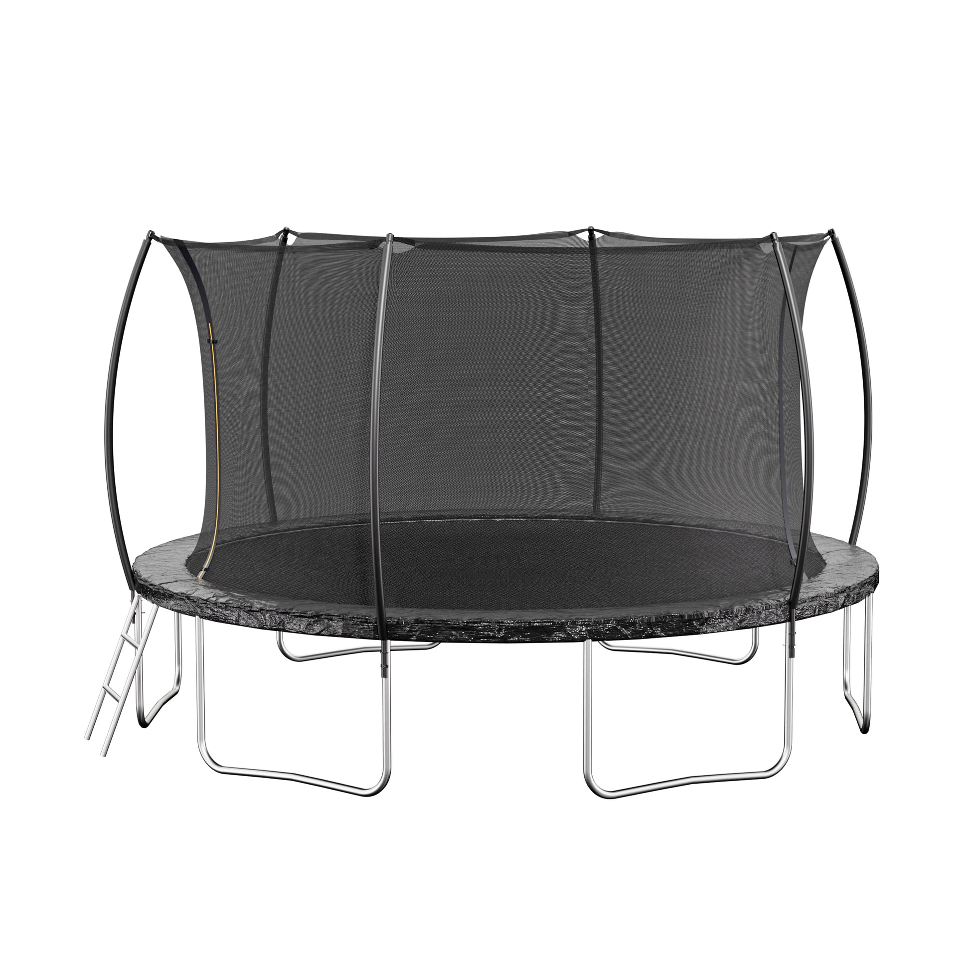 14Ft Trampoline Double Side Color Pad Trampoline For Kids And Adults With Enclosure Net And Ladder,Curved Fence Pole Black Steel Steel