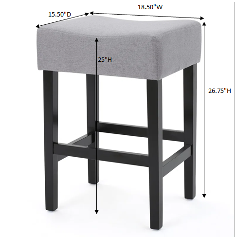 Zuma Kd Backless Counter Stool Light Grey Fabric