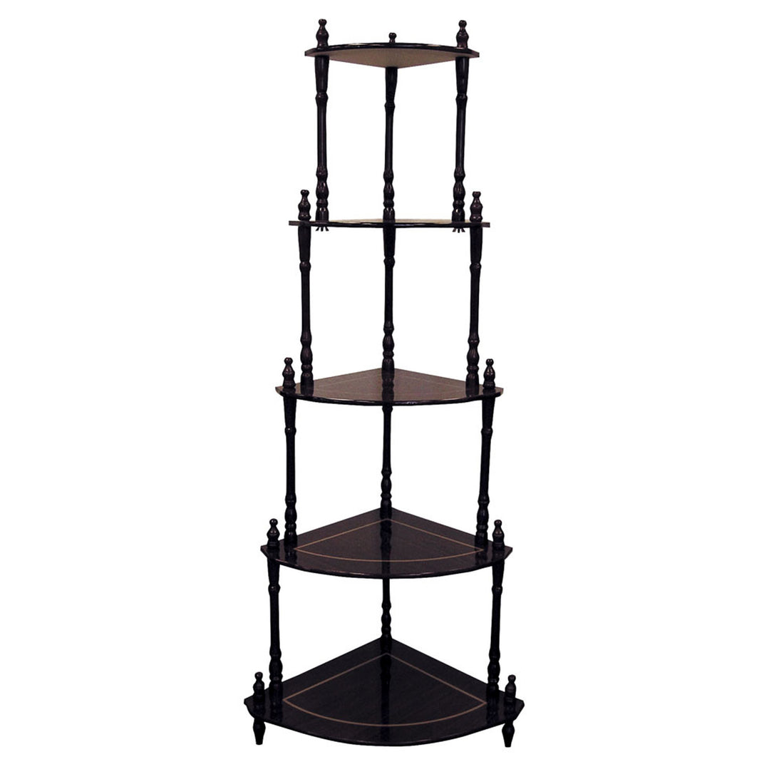 47.5" Tall 5 Tier Wooden Standing Corner Shelf, Cherry Finish Cherry Wood