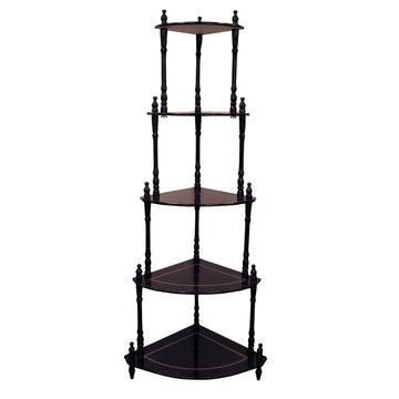 47.5" Tall 5 Tier Wooden Standing Corner Shelf, Cherry Finish Cherry Wood