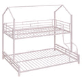 Metal House Bunk Bed, Twin Over Full, Pink Full Pink Metal