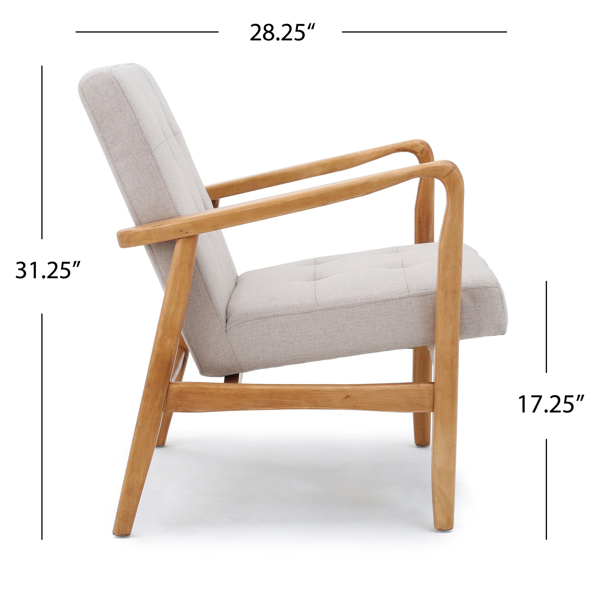 Beige Fabric Mid Century Modern Club Chair Beige Fabric