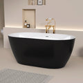 51 Inch Acrylic Freestanding Bathtub Contemporary Soaking White Tub With Overflow And Pop Up Drain Matte Black Matte Black Oval Bathroom Freestanding Tubs Polished Less Than 59 In Contemporary,Modern Soaking Center Fiberglass Acrylic