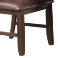 Maci 25 Inch Dining Chair, Set Of 2, Trim, Faux Leather, Brown Brown Solid Wood