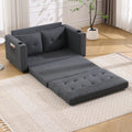 3 In 1 Upholstered Futon Sofa Convertible Sofa Bed,Foldable Tufted Loveseat With Pull Out Sleeper Couch Bed,Folding Mattres Beautiful Seat Daybed W Side Pockets And Cup Holder, Dark Gray Dark Gray Foam Fabric