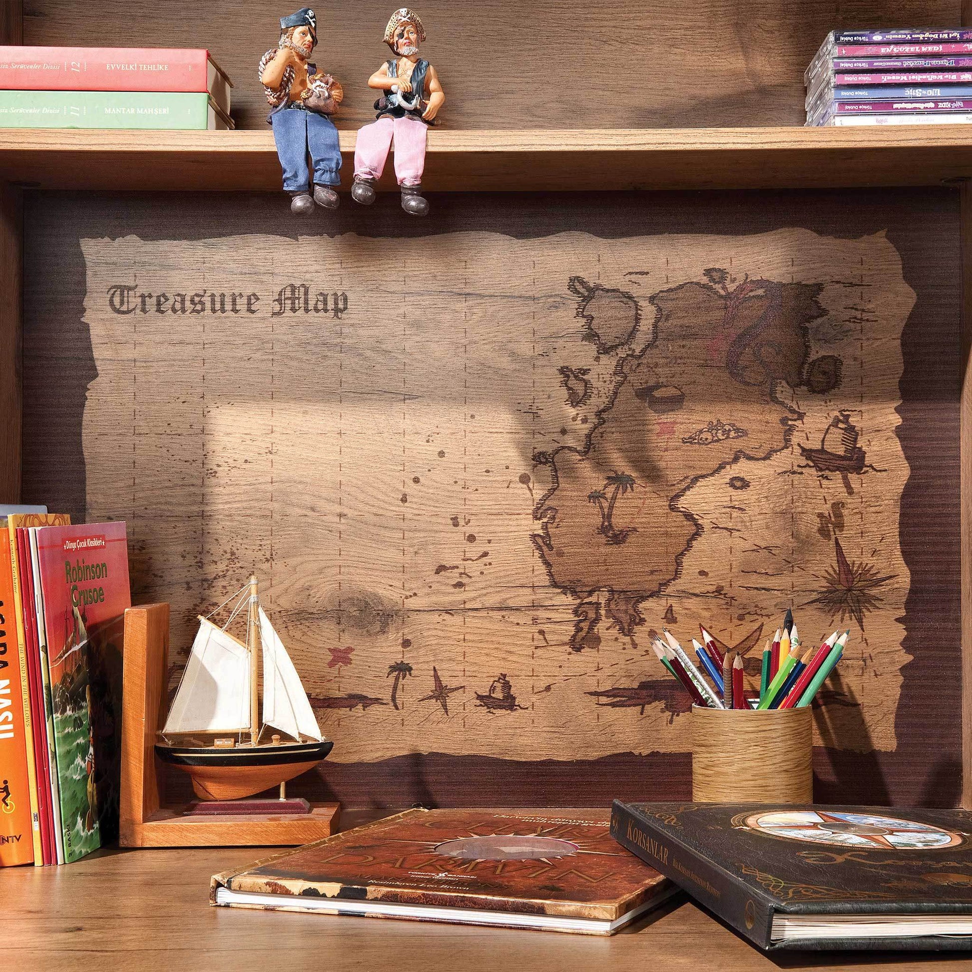 Ahoy Desk Brown Oak Particle Board
