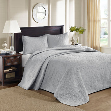 Reversible Bedspread Set Grey Queen Grey Cotton