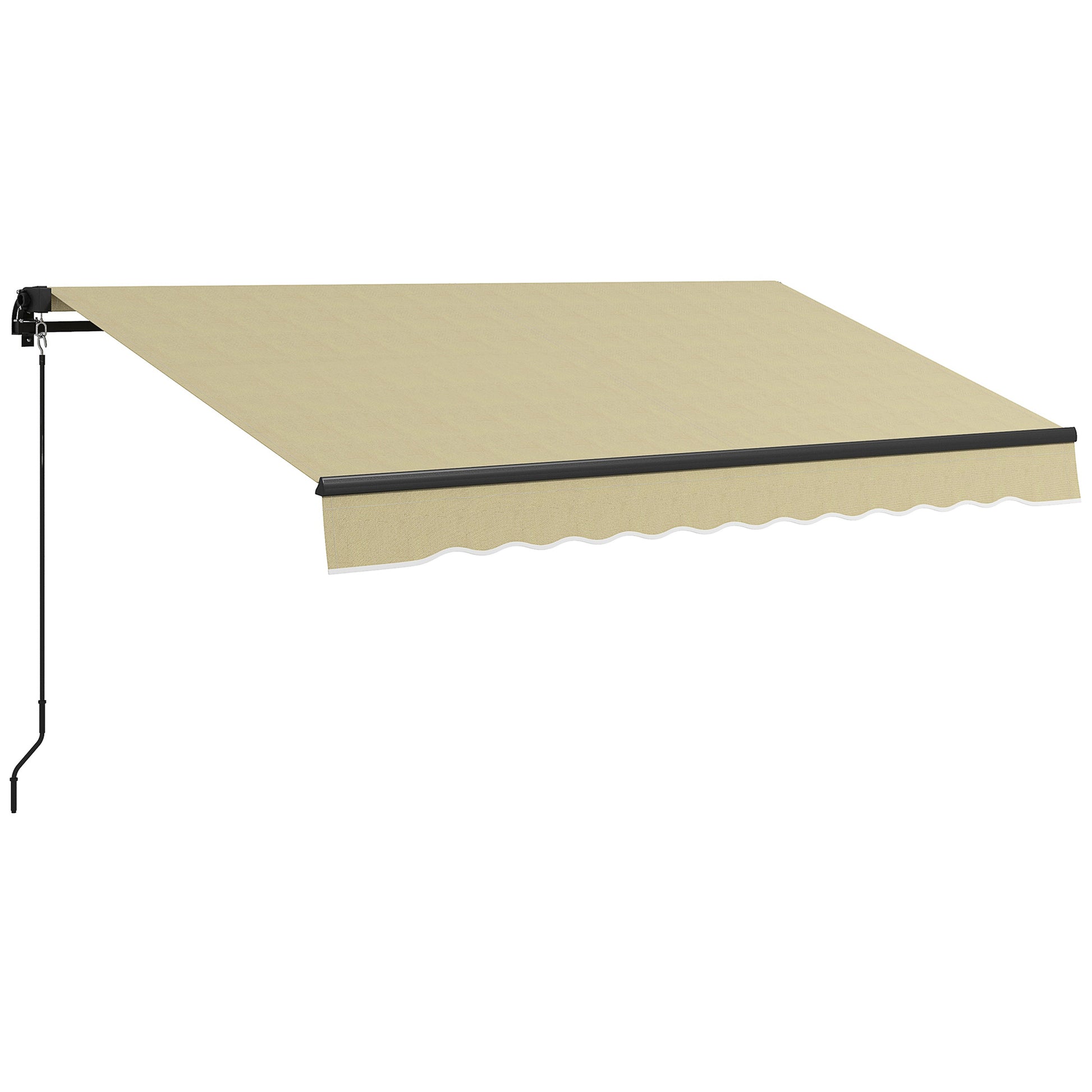 Outsunny 10' X 8' Retractable Awning, Patio Awning Sunshade Shelter With Manual Crank Handle, 280Gsm Uv Resistant Fabric And Aluminum Frame For Deck, Balcony, Yard, Beige Beige Polyester