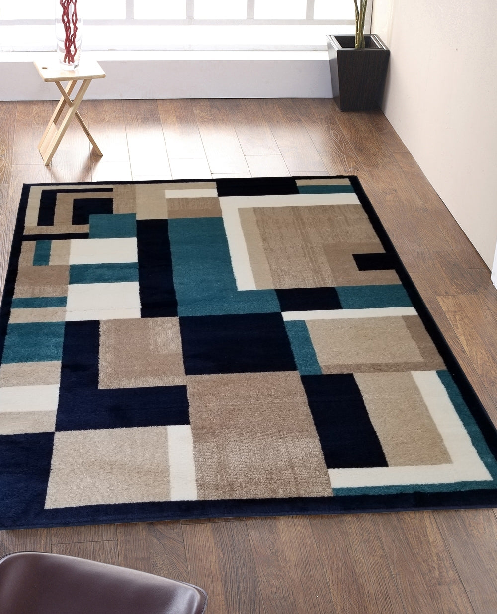 Jersey Area Rugs, Carpets For Livingroom, 7X10 Area Rugs ,3007 Blue Rectangle 8&10 Blue Contemporary Abstract Polypropylene