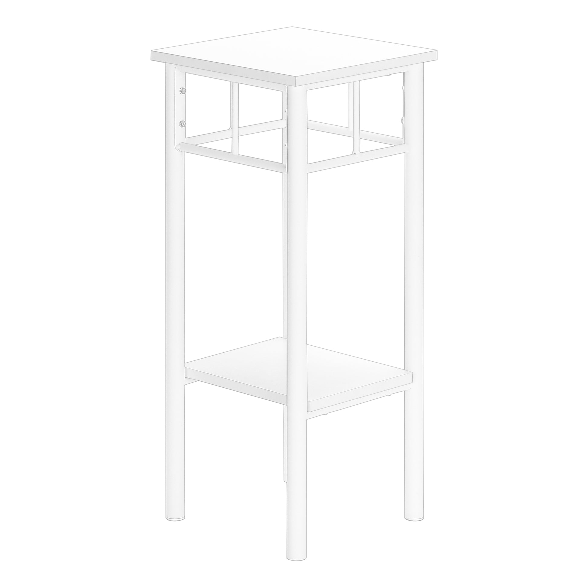 Accent Table, Side, End, Plant Stand, Square, Living Room, Bedroom, White Laminate, White, Contemporary, Modern White Mdf