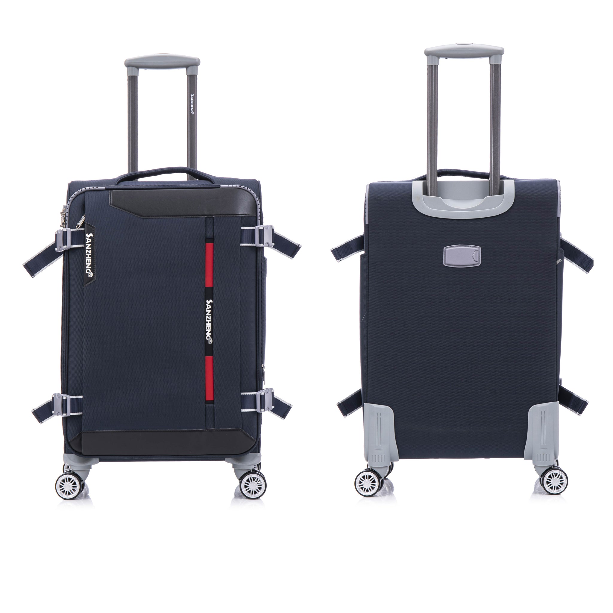 Softside Upright Luggage Set Expandable, Lightweight,4 Piece 20 24 28 32 Blue Fabric