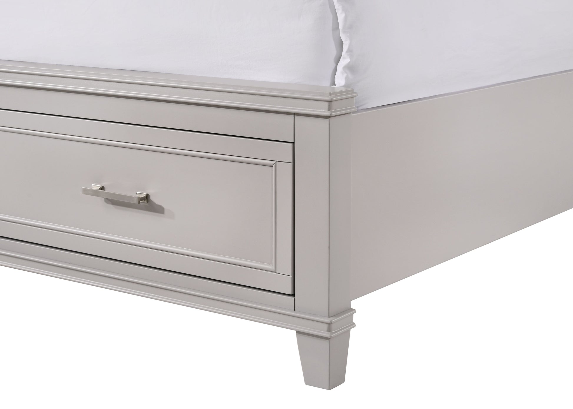 Queen X Storage Bed Gray Solid Wood Mdf