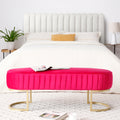 Bench Bedroom Bench ,Velvet Oval Upholstered End Of Bed Bench With Golden Metal Legs ,48