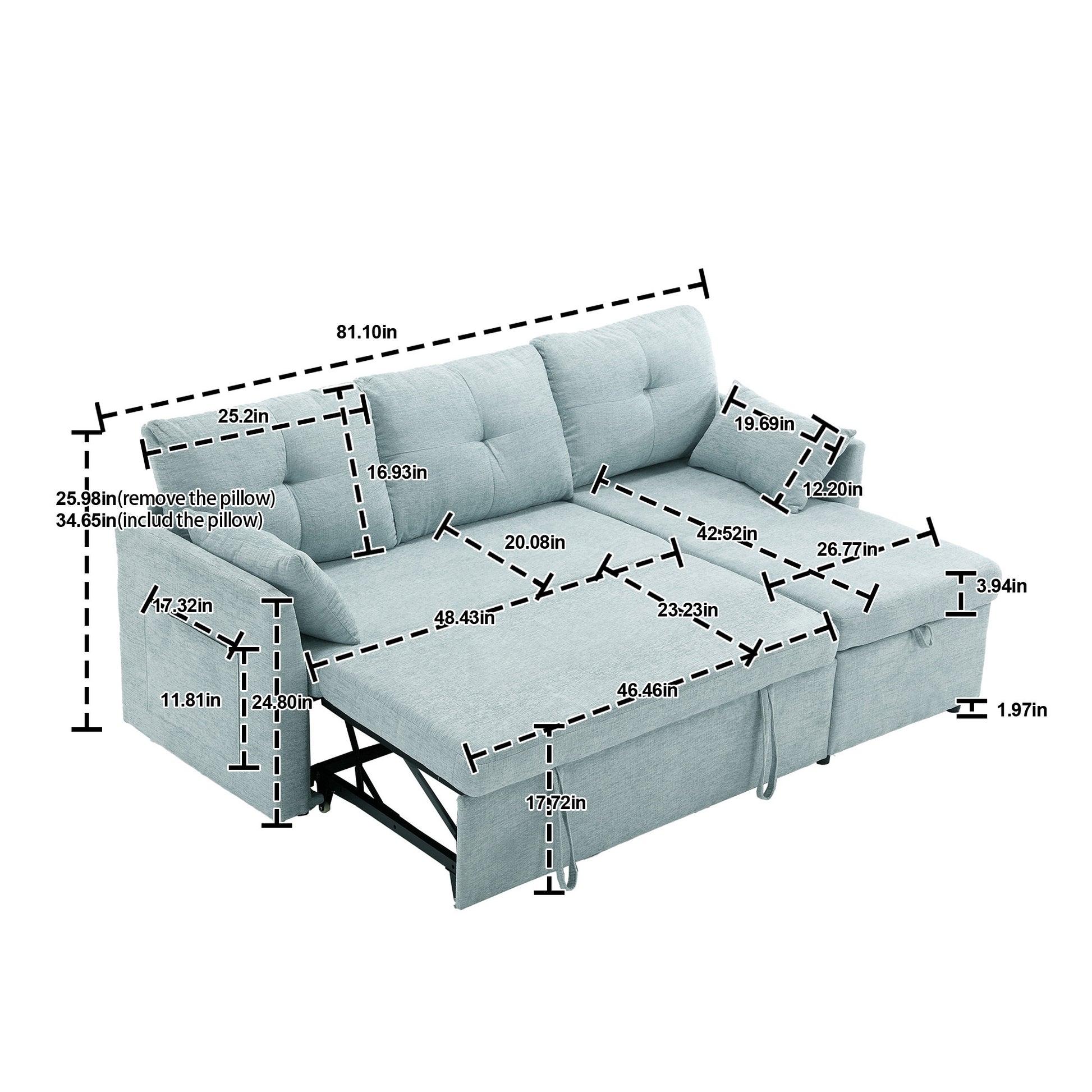 United Modular Sectional Sofa L Shaped Modular Couch With Reversible Chaise Modular Sofa Sectional Couch With Storage Seats Mint Green Chenille 3 Seat