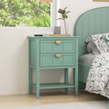 2 Drawer Side Table, American Style, End Table, Suitable For Bedroom, Living Room, Study Light Green Mdf