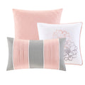 6 Piece Printed Cotton Quilt Set With Throw Pillows Grey Peach Full Queen Full Grey Peach Polyester
