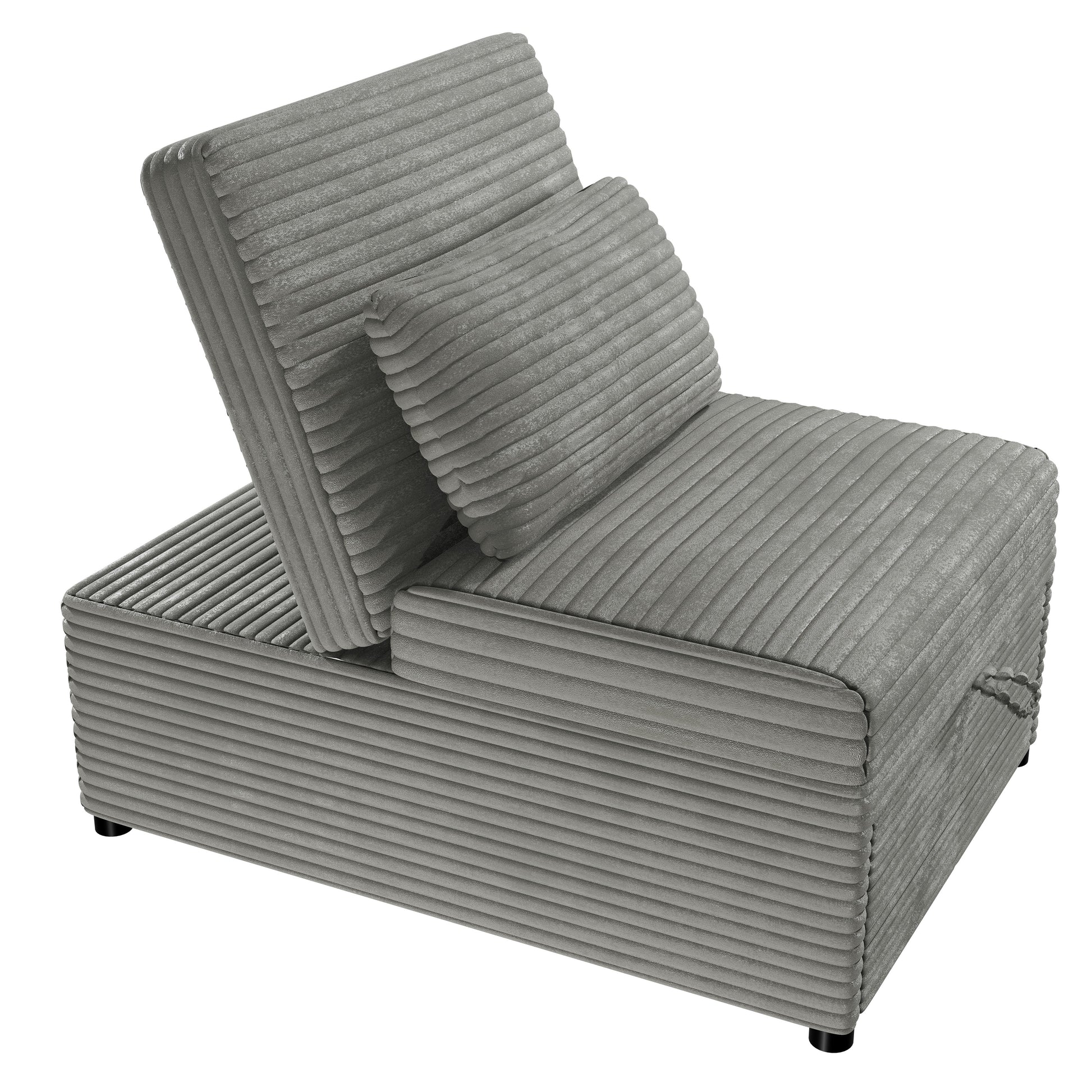 Contemporary Sleeper Sofa Chair Pillow Plush Tufted Seat 1Pc Convertible Sofa Smoke Color Wide Welt Corduroy Smoke Corduroy Wood Primary Living Space Pillow Back Contemporary,Modern,Transitional