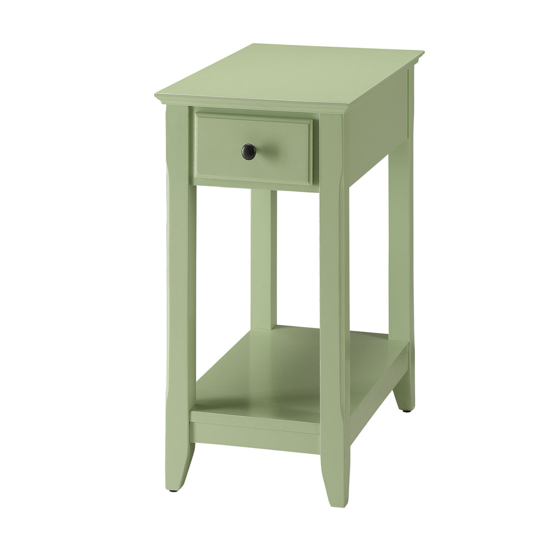 Light Green Accent Table With Bottom Shelf Light Green Primary Living Space Transitional Drawers Rectangular Wood