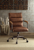 Harith Retro Brown Top Grain Leather Office Chair Brown Leather