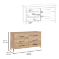 Double Dresser, 6 Drawer, Superior Top, Light Oak White Multicolor Solid Wood Mdf Engineered Wood