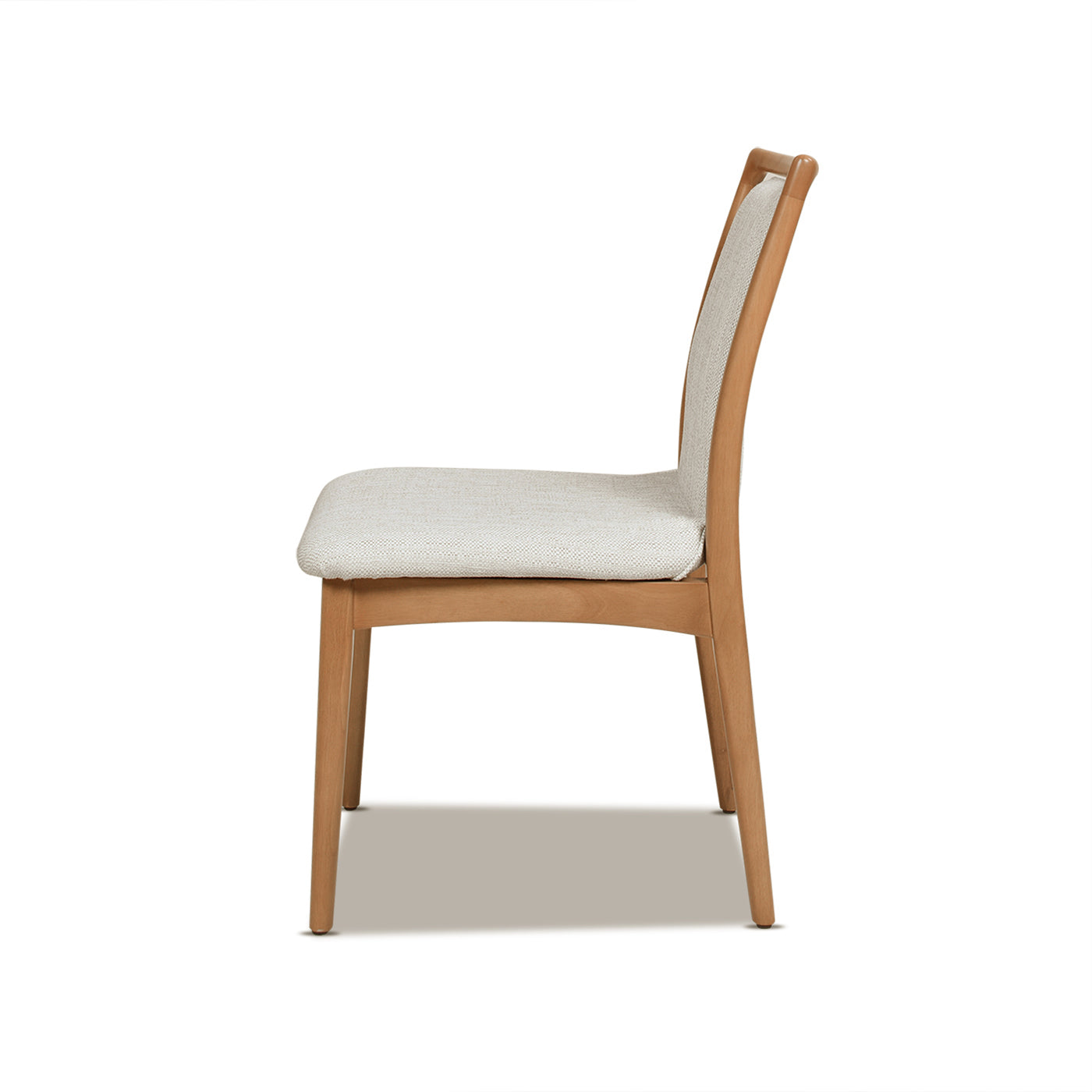 Scandi Upholstered Natural Light Brown Wood Dining Chair, Set Of 2, White Pepper Stain Resistant High Performance Polyester White Foam Polyester