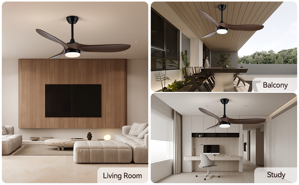 52 Inch Ceiling Fan With Light And Remote Control Timed Lighting, Reversible Airflow And Quiet Operation For Living Room & Bedroom & Outdoor Wood Modern Abs