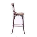 Antique Red And Antique Oak Bar Stool With Cross Back Oak Dining Room Vintage Bar Stools Fir Cross Back Wood Metal