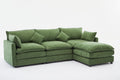 Modular Sectional Sofa, 3 Seater Sofa With Ottoman, Modern L Shaped Sofa For Living Room Bedroom Apartment Green Wood Fabric 4 Seat