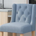 Vienna Contemporary Fabric Tufted Wingback 31 Inch Counter Stools, Set Of 2, Light Blue And Natural Light Blue Fabric