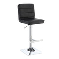 Casual Armless Adjustable Bar Height Stool, Black, Set Of 2 Chrome Metal