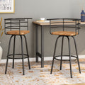 Swivel Barstool Set Of 2 Dark Brown Fabric