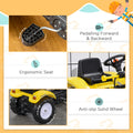 Aosom Kids Manual Pedal Ride On Excavator With Front Loader Digger, Ride On Tractor For 3 Year Old, Yellow Yellow Iron Plastic