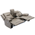 Home Theater Recliner Set Manual Recliner Chair With A Led Light Strip Two Built In Cup Holders For Living Room,Bedroom, Grey Grey Foam Pu