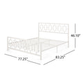 Classic King Size Metal Bed Frame With Vintage Headboard, No Box Spring Required, Under Bed Storage, White King White Iron