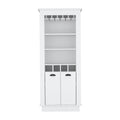 Lafayette Bar Cabinet With 4 Bottle Rack, Upper Glass Holder And Dual Door Design White White Particle Board