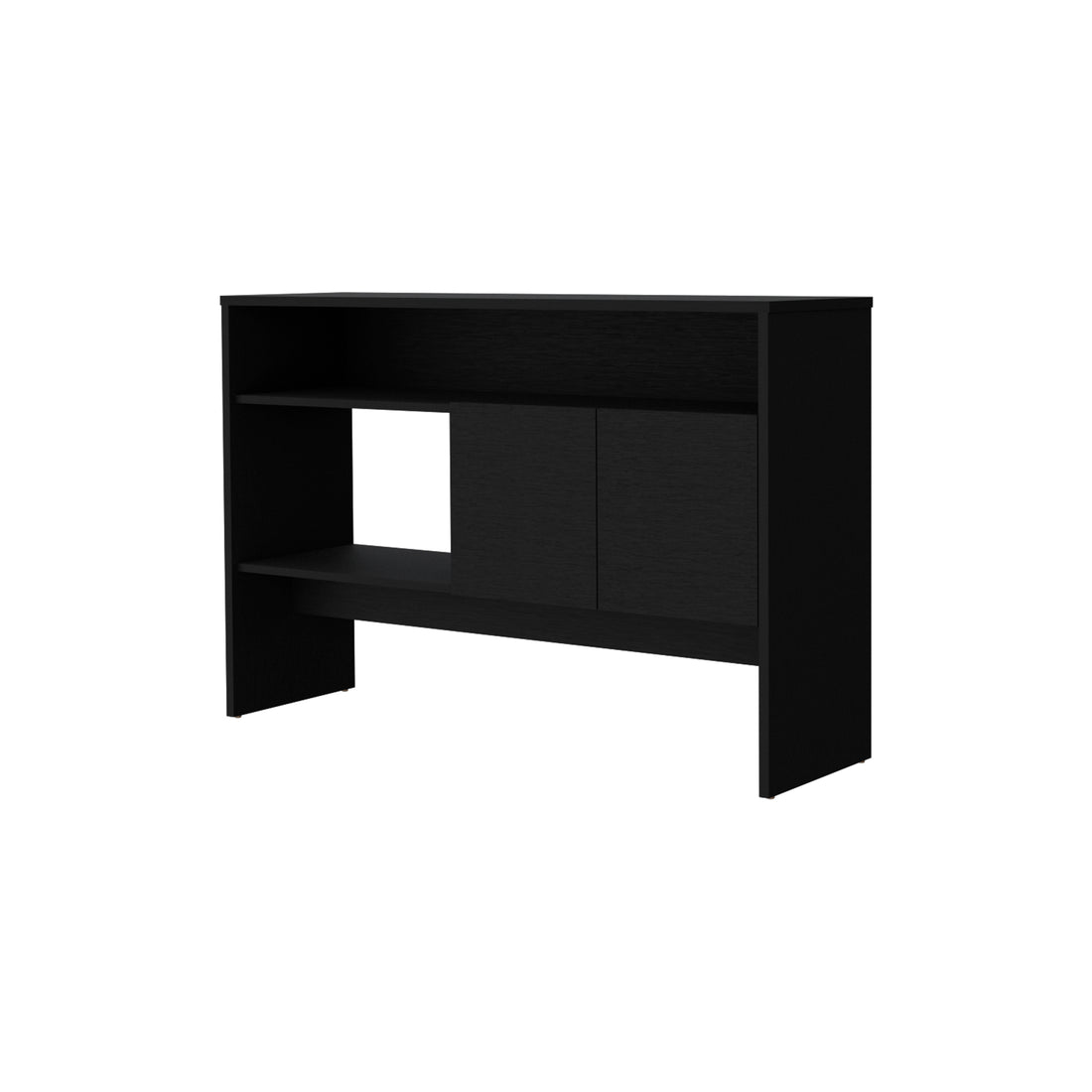 Bylas Console Table In Melamine With Two Doors Y Open Storage, Black Black Primary Living Space Modern Particle Board Melamine