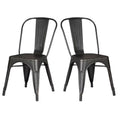 2Pc Modern Metal Dining Room Kitchen Bar Chairs Contemporary Aesthetic Finish 18 Inch Seat Height Standard Dining Distressed Black Distressed Black Dining Room Wipe Clean Square