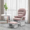 Homcom Nursery Glider Rocking Chair With Ottoman, Thick Padded Cushion Seating And Wood Base, Pink Pink Polyester