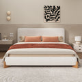 Elegant Boucle Upholstered Bed, A Luxurious And Comfortable Bedroom Centerpiece, King Size, White King White Wood Nature Bedroom Bed Frame Boucle Polyester