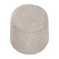 Round Storage Ottoman Beige Upholstered