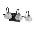 Retro 3 Light Bathroom Vanity Light Fixture Black Finish With Crystal Glass Shades, Wall Mounted Lighting For Bathroom, Powder Room, And Vanity Mirror No Bulbs Black Crystal Iron