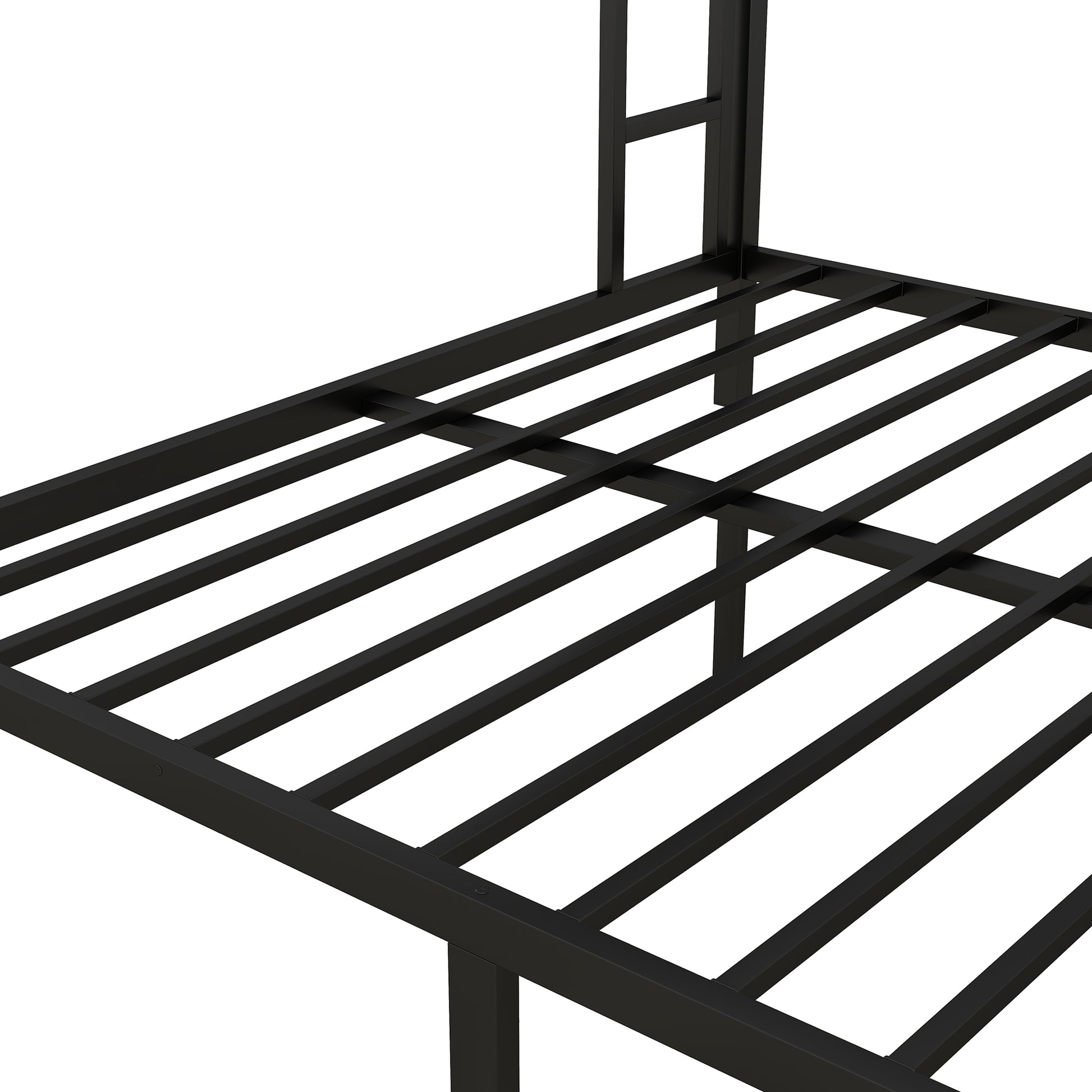 Metal Full Xl Over King Bunk Bed For Teens And Adults,Space Saving Noise Reduced No Box Spring Needed, Black Full Xl Black Metal