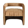 Modern Velvet Accent Chair With Ribbed Detail, Luxury Curved Fully Upholstered Accent Chair, Brown No Assembly Needed Brown Velvet
