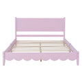 Queen Size Wood Platform Bed Frame, Retro Style Bed With Rectangular Headboard,No Need Box Spring,Pink Queen Pink Wood