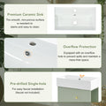 Video 21.6 Inch Modern Floating Bathroom Vanity With Ceramic Basin Perfect For Small Bathrooms, Right Side Storage Green Bathroom Ceramic Mdf