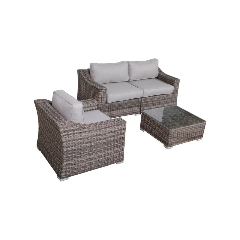 Fully Assembled Wicker 3 Person Seating Set With Cushions Gray Wicker