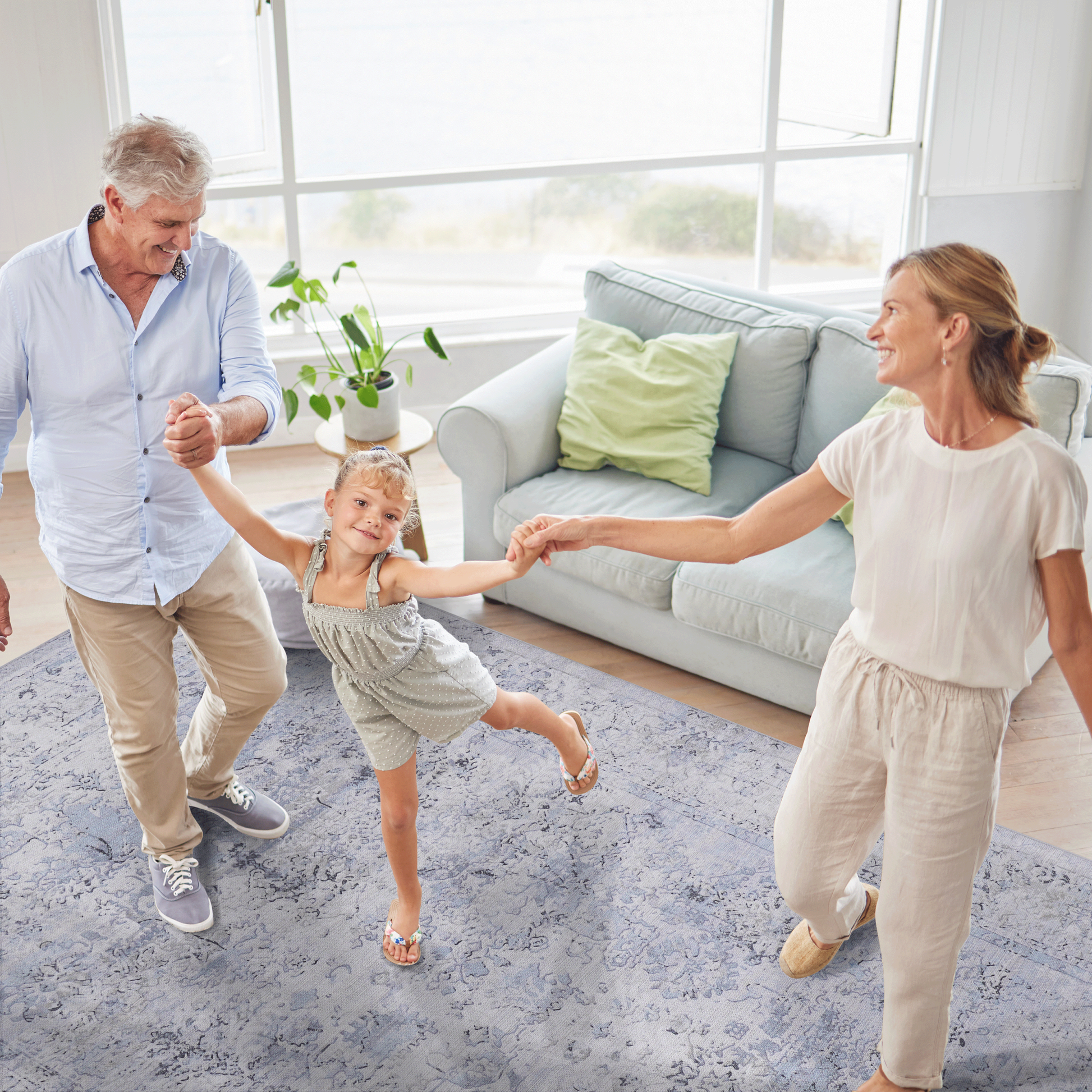 5X8 Area Rugs For Dining Room Rug, Washable Rug, Low Pile, Non Slip, Non Shedding, Foldable, Kid & Pet Friendly Area Rugs For Living Room, Bedroom, Kitchen, Dining Room, Blue Cream, 5' X 8' Blue Cream Chenille Polyester