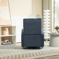 Jiada Upholstered Swivel Glider.Flannel Fabric.Rocking Chair For Nursery In Navy Blue.Modern Style One Left Bag Navy Blue Primary Living Space Foam Fabric Metal