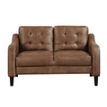 Brown 2Pc Sofa Set Microfiber Upholstered Sofa Loveseat Set Button Tufted Contoured Arms Solid Wood Frame Casual Living Room Furniture Brown Microfiber Wood Primary Living Space Traditional,Transitional Solid Wood 5 Seat